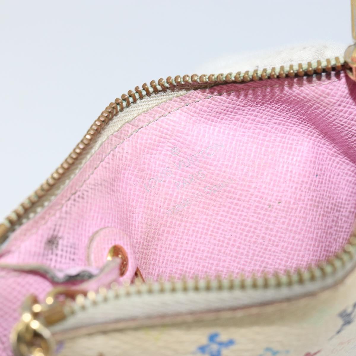 LOUIS VUITTON Multicolor Pochette Cles NM Coin Purse White M93734 LV Auth 150788
