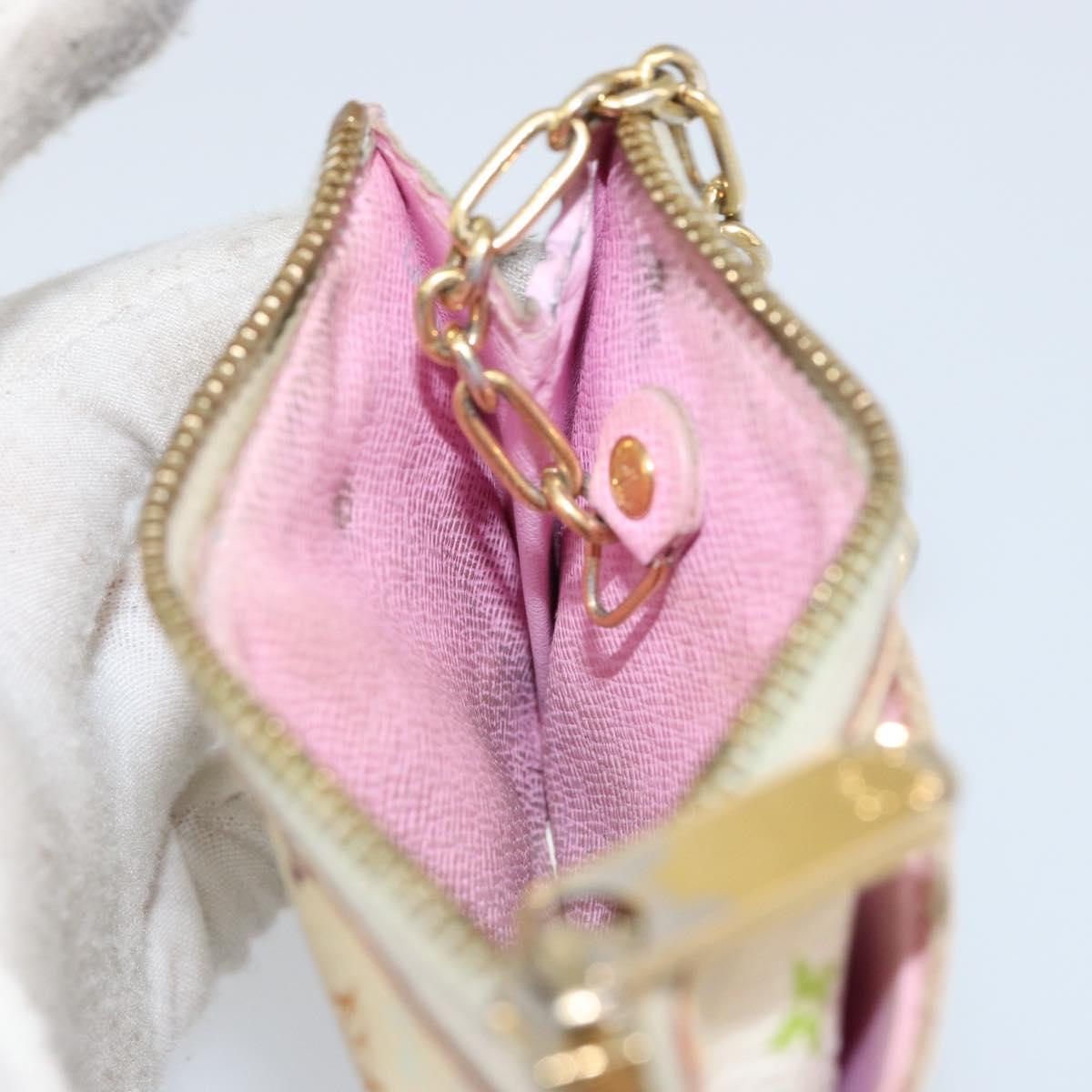 LOUIS VUITTON Multicolor Pochette Cles NM Coin Purse White M93734 LV Auth 150788