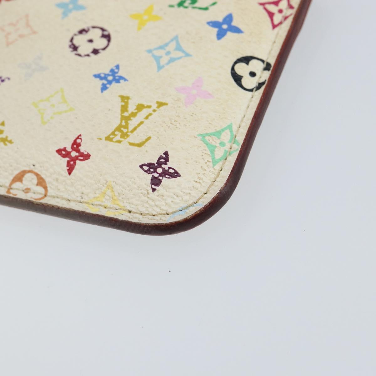 LOUIS VUITTON Multicolor Pochette Cles NM Coin Purse White M93734 LV Auth 150788