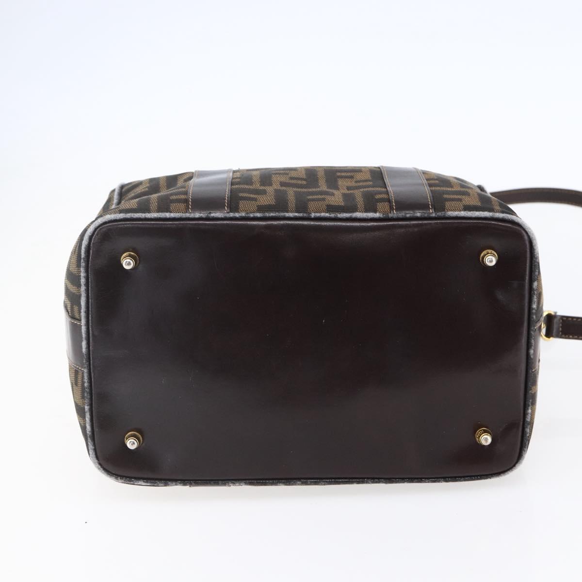 FENDI Zucca Canvas Hand Bag 2way Black Brown Auth 150808