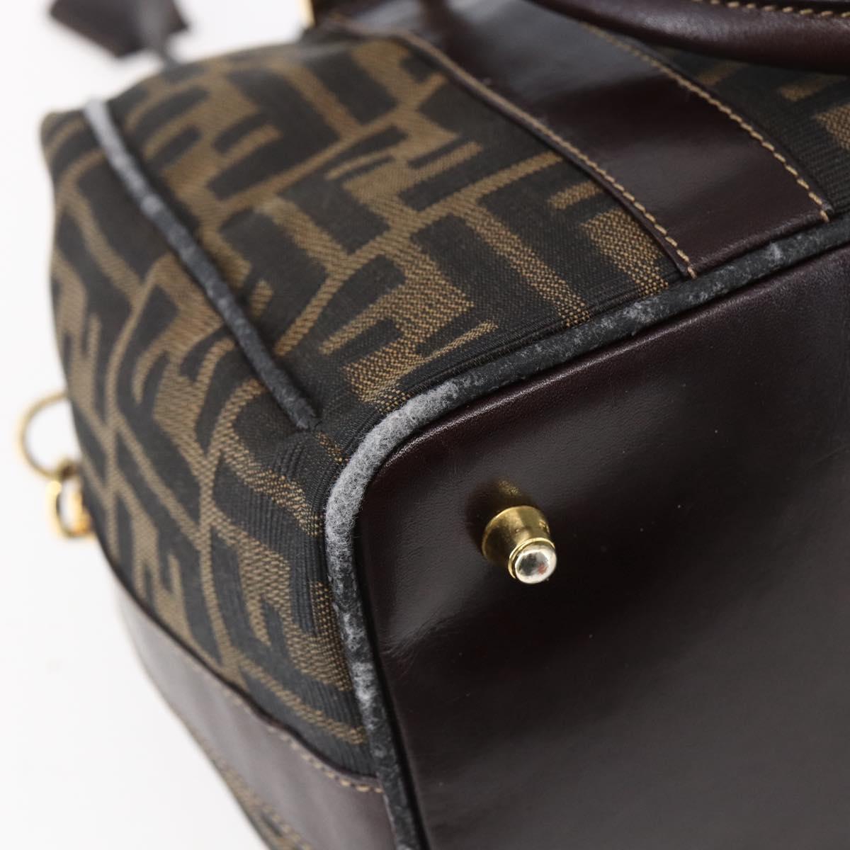 FENDI Zucca Canvas Hand Bag 2way Black Brown Auth 150808