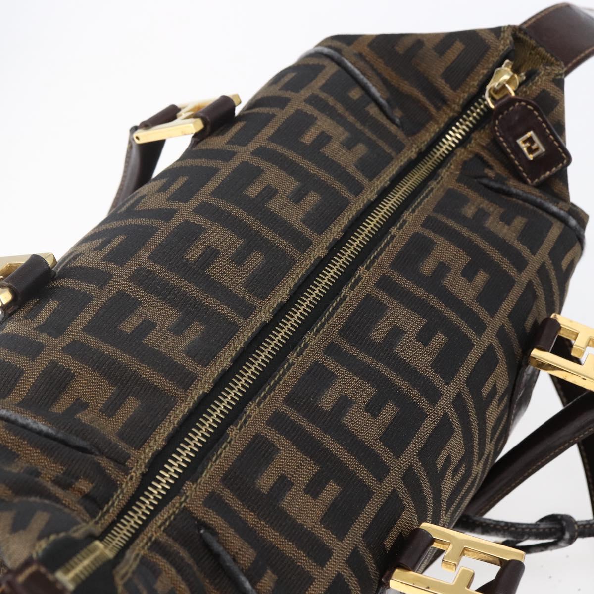 FENDI Zucca Canvas Hand Bag 2way Black Brown Auth 150808