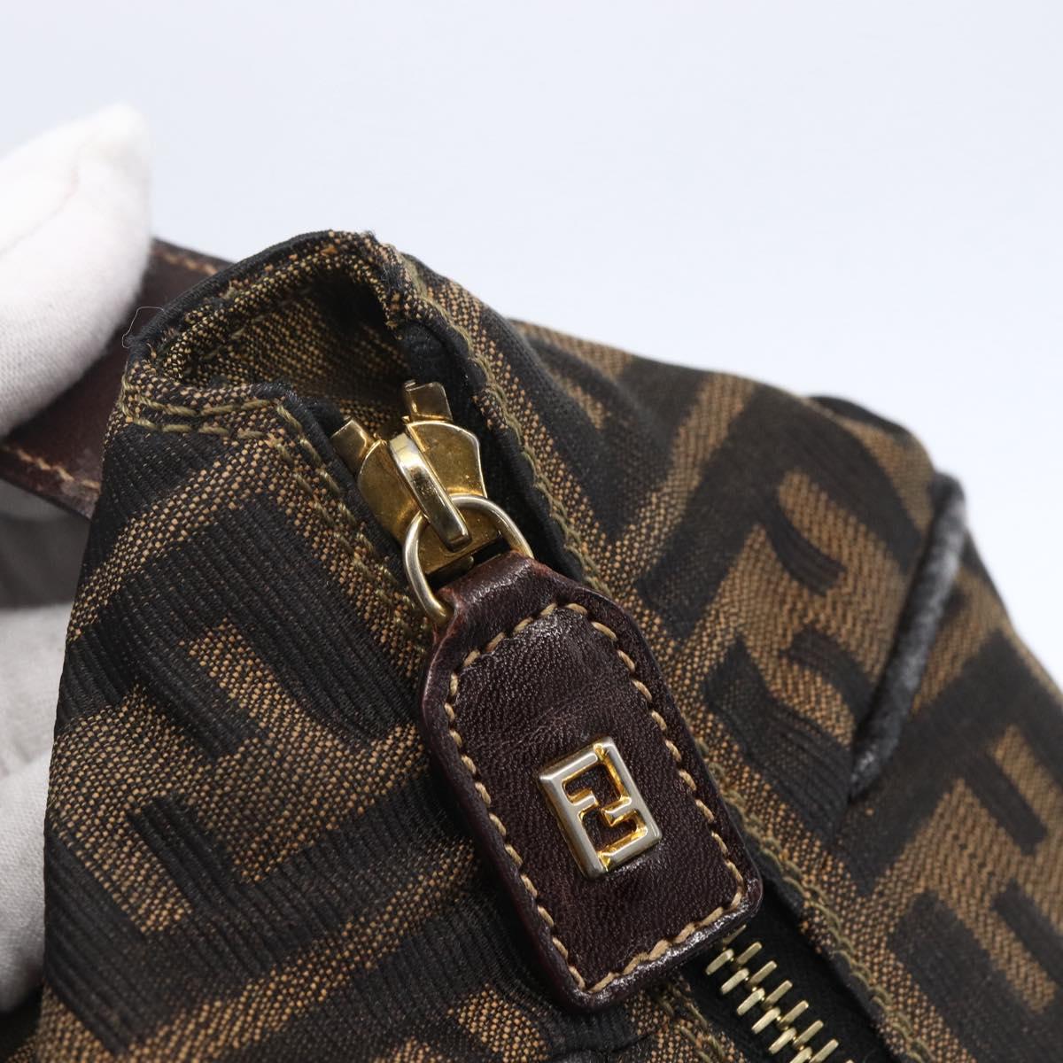 FENDI Zucca Canvas Hand Bag 2way Black Brown Auth 150808