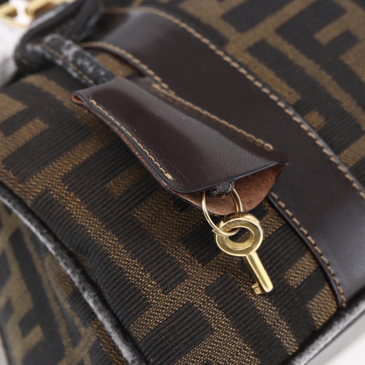 FENDI Zucca Canvas Hand Bag 2way Black Brown Auth 150808