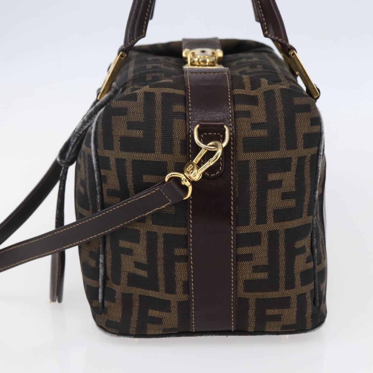 FENDI Zucca Canvas Hand Bag 2way Black Brown Auth 150808