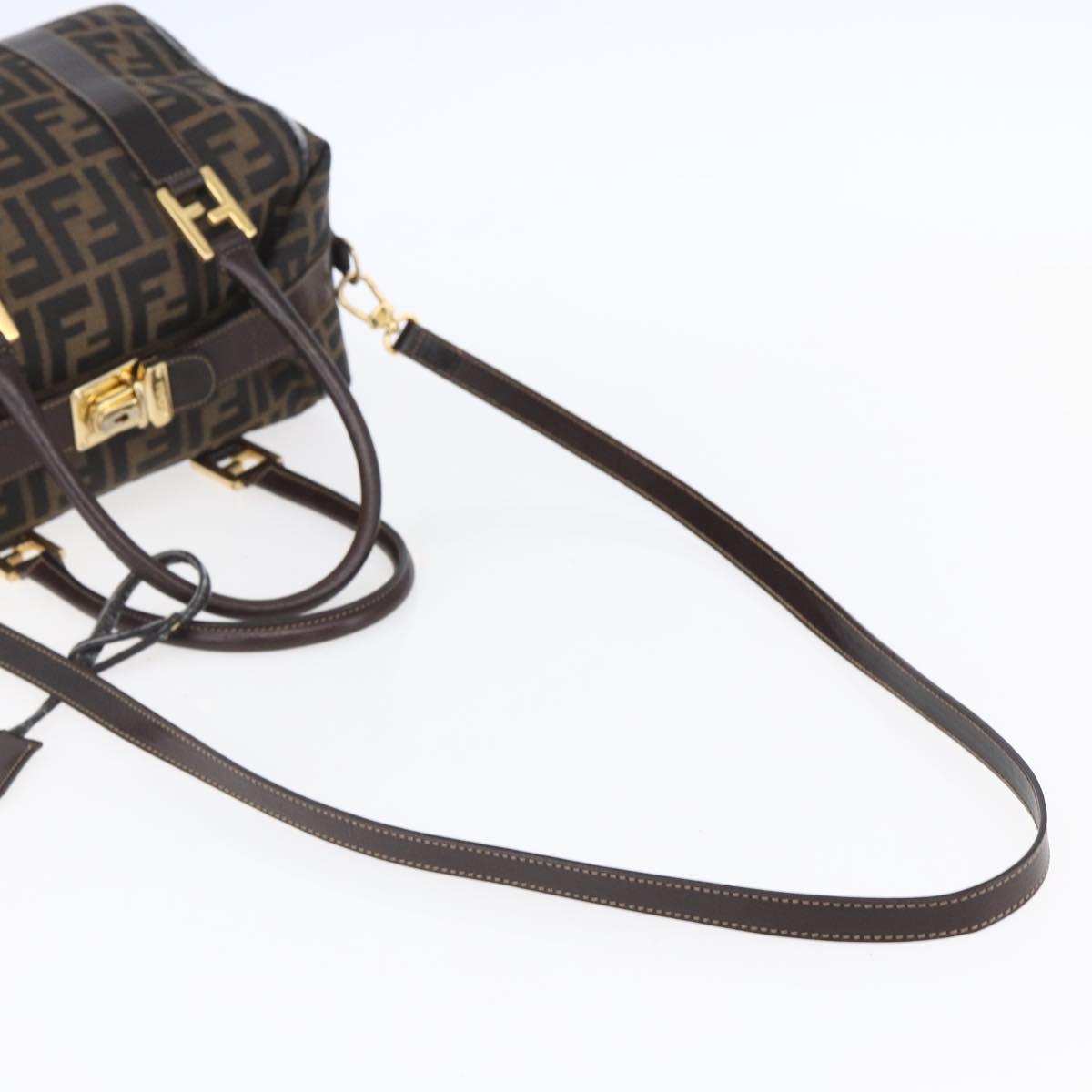 FENDI Zucca Canvas Hand Bag 2way Black Brown Auth 150808