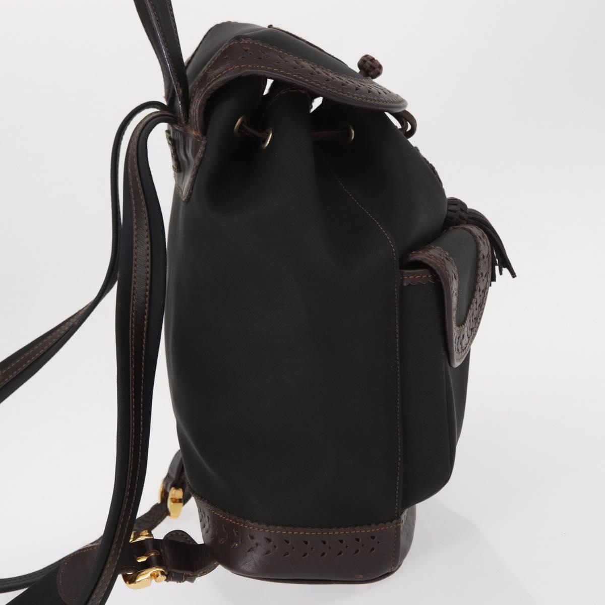 LOEWE Backpack Canvas PVC Black Gold Auth 150809