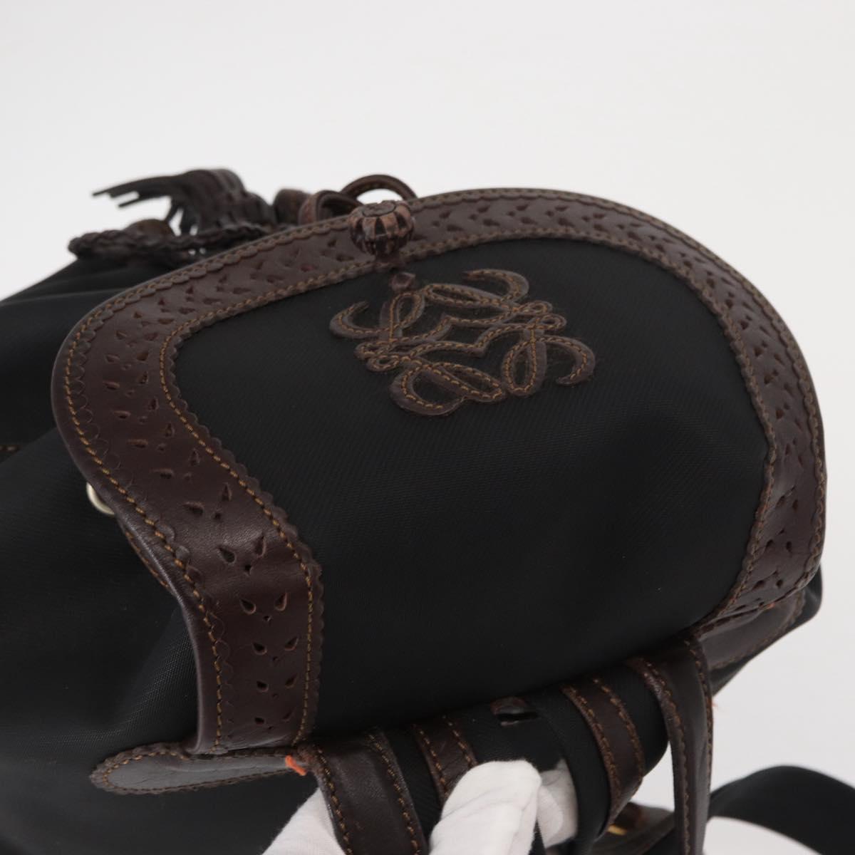 LOEWE Backpack Canvas PVC Black Gold Auth 150809