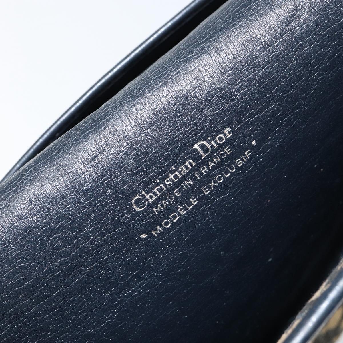 Christian Dior Trotter Canvas Shoulder Bag Navy Gold Auth 150810