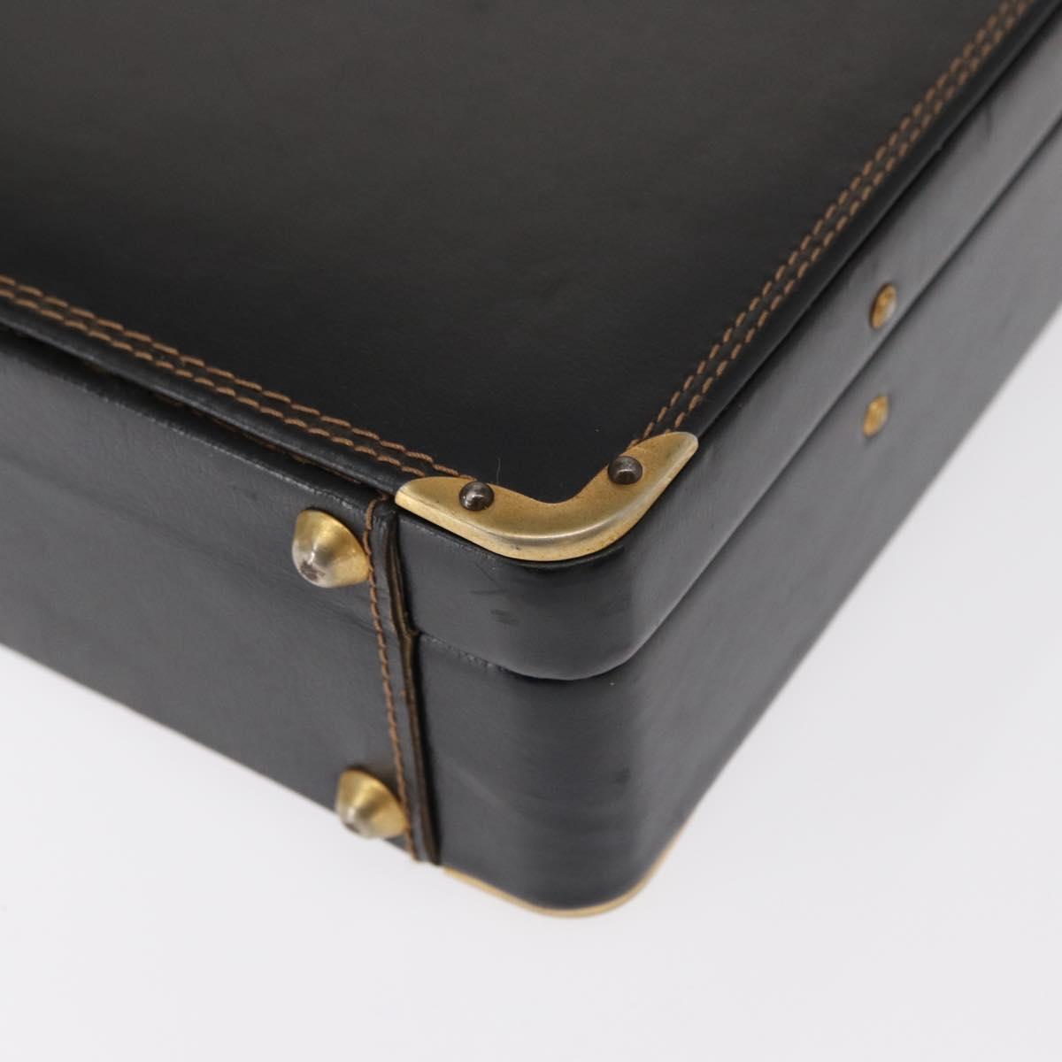 BALLY Attache Case Leather Black Gold Auth 150811