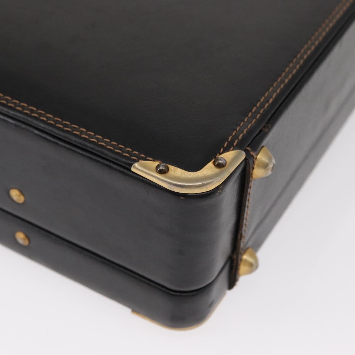 BALLY Attache Case Leather Black Gold Auth 150811