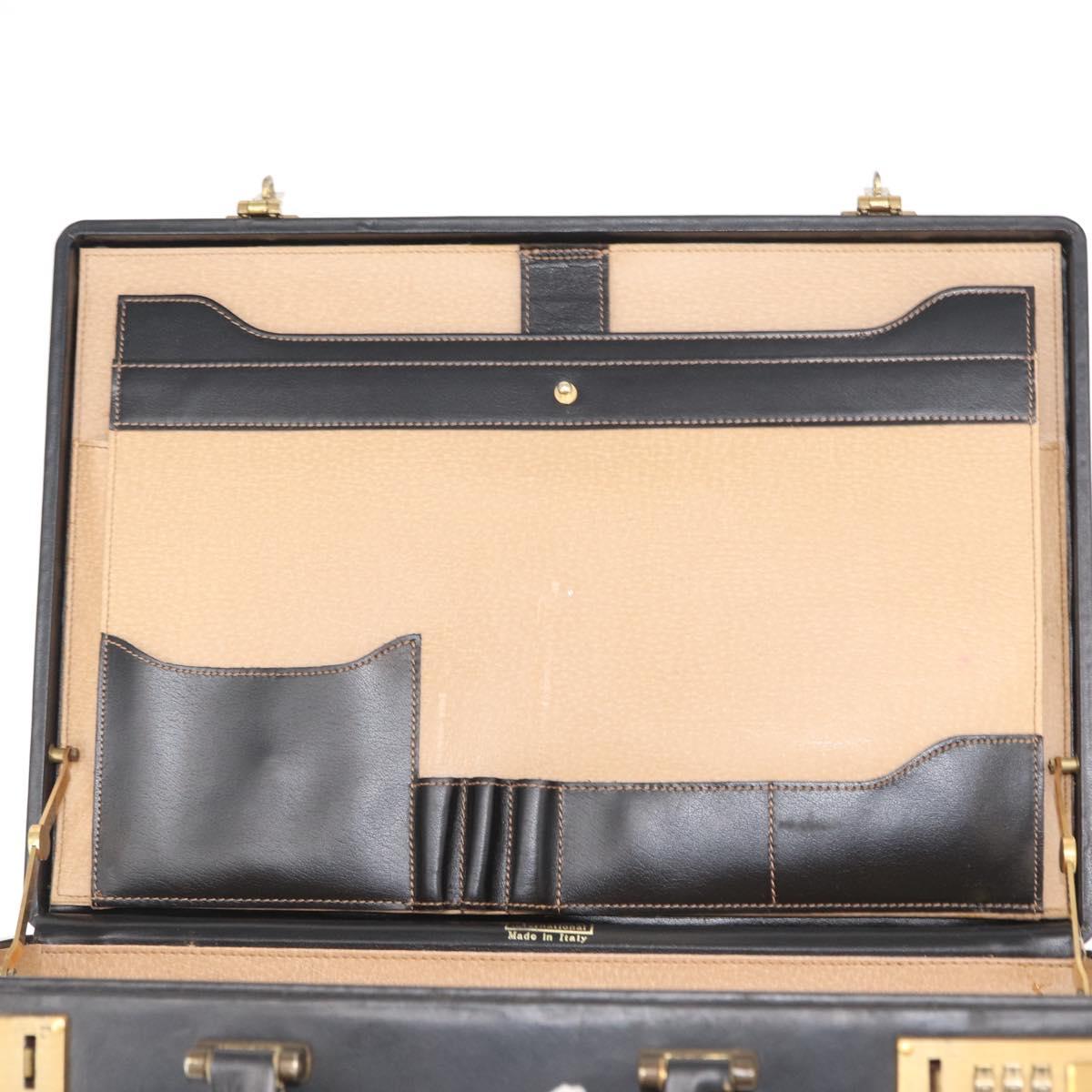 BALLY Attache Case Leather Black Gold Auth 150811