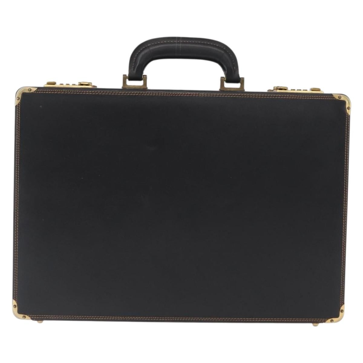 BALLY Attache Case Leather Black Gold Auth 150811