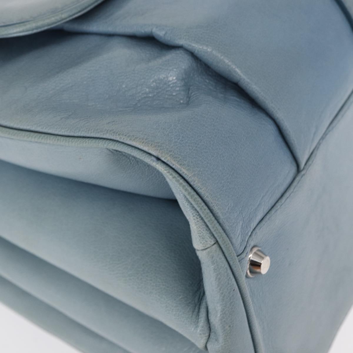 BALENCIAGA Hand Bag Leather Light Blue Silver Auth 150812