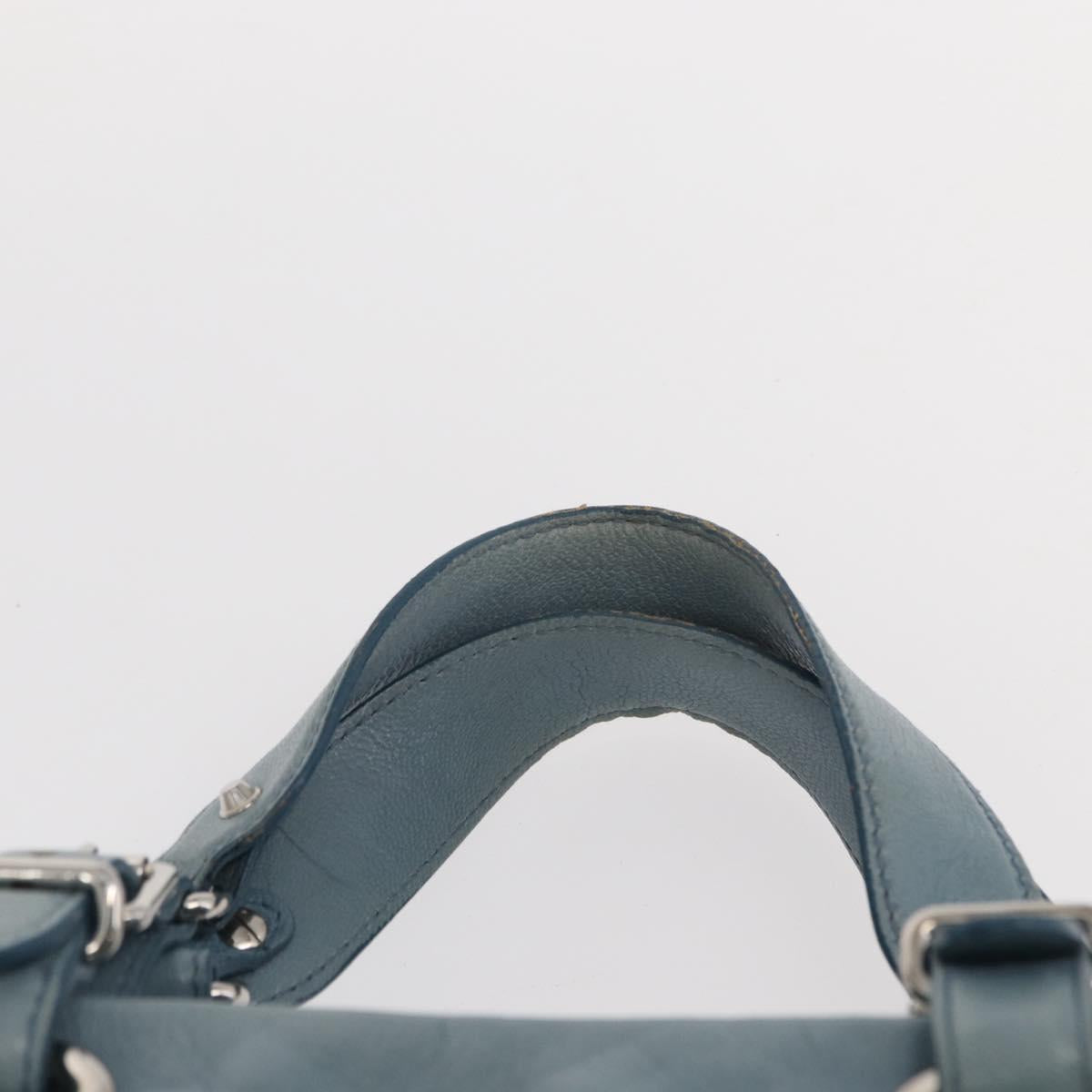 BALENCIAGA Hand Bag Leather Light Blue Silver Auth 150812