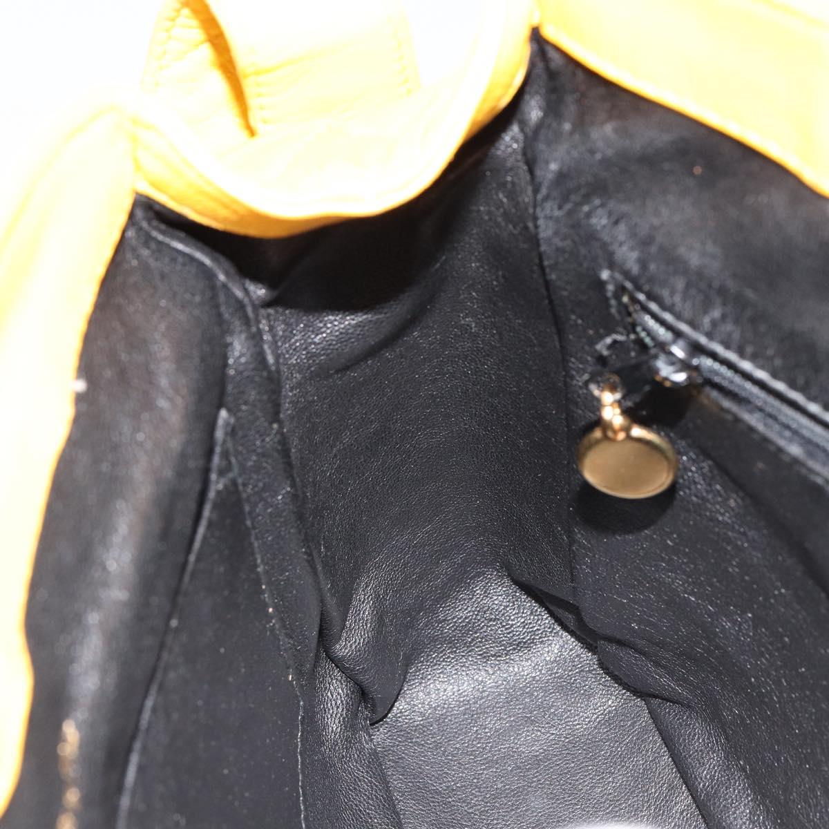 CHANEL Matelasse Shoulder Bag Lamb Skin Yellow Gold CC Auth 150813