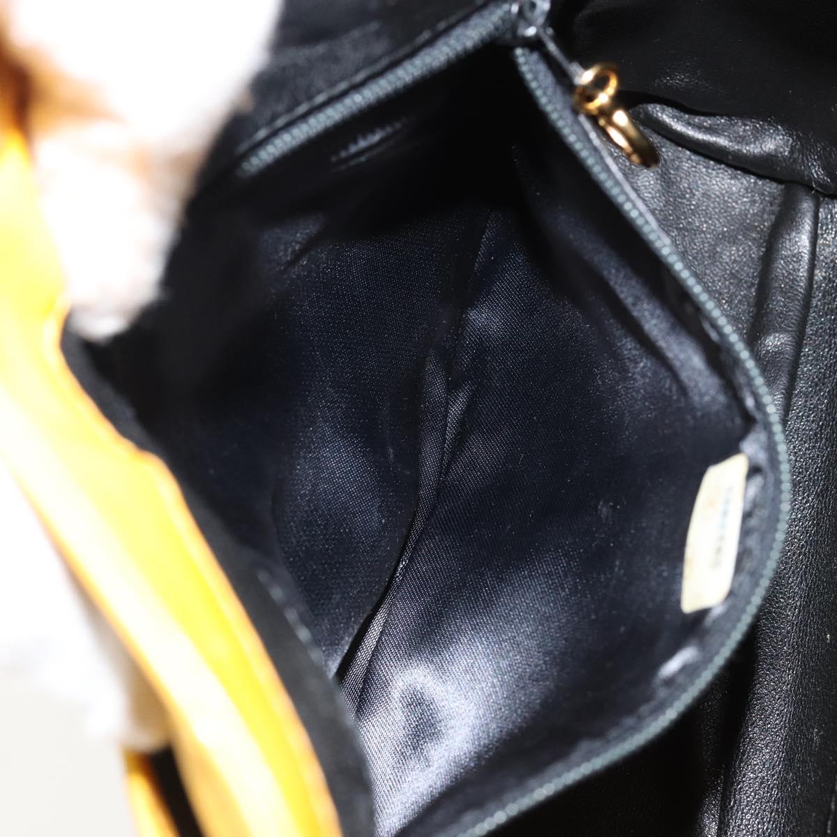 CHANEL Matelasse Shoulder Bag Lamb Skin Yellow Gold CC Auth 150813