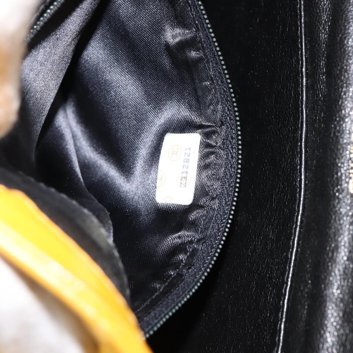 CHANEL Matelasse Shoulder Bag Lamb Skin Yellow Gold CC Auth 150813