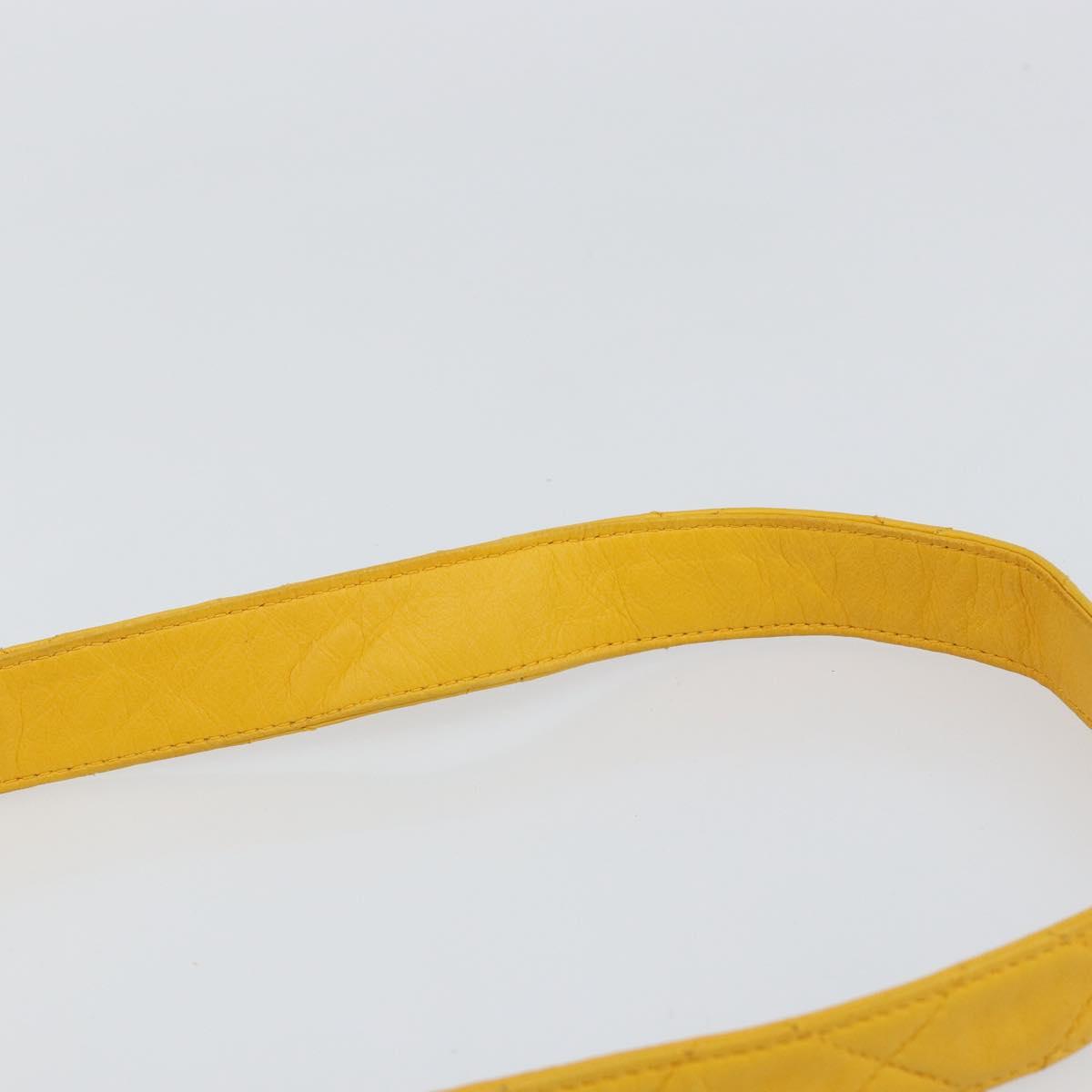 CHANEL Matelasse Shoulder Bag Lamb Skin Yellow Gold CC Auth 150813