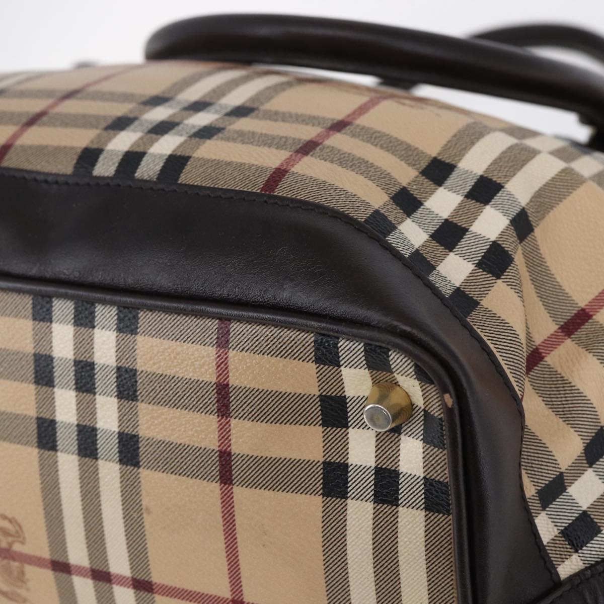 BURBERRY Nova Check Tote Bag PVC Beige Gold Auth 150816