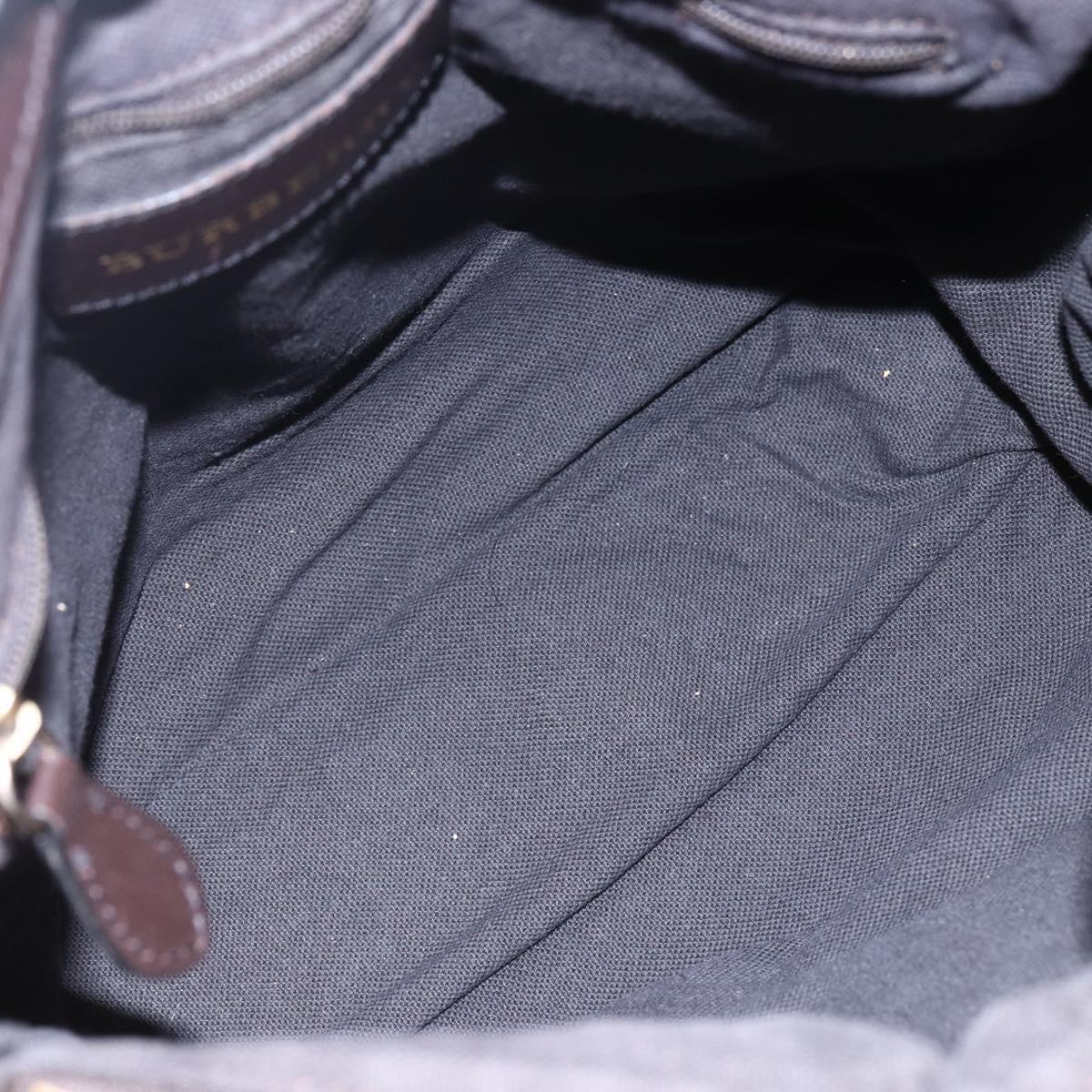 BURBERRY Nova Check Tote Bag PVC Beige Gold Auth 150816