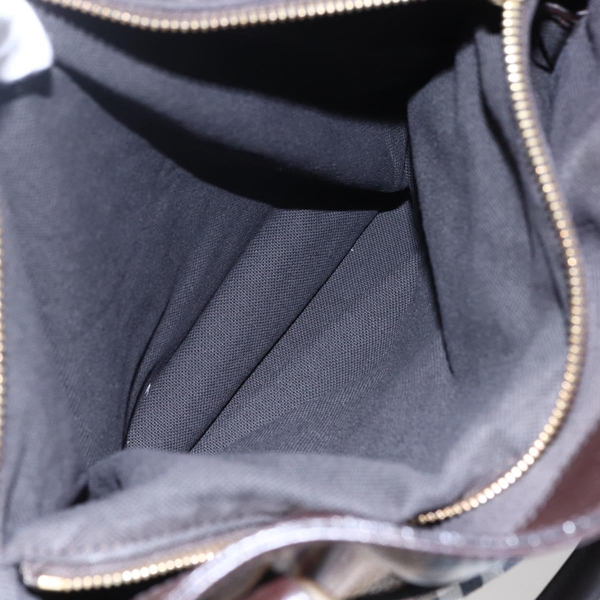 BURBERRY Nova Check Tote Bag PVC Beige Gold Auth 150816