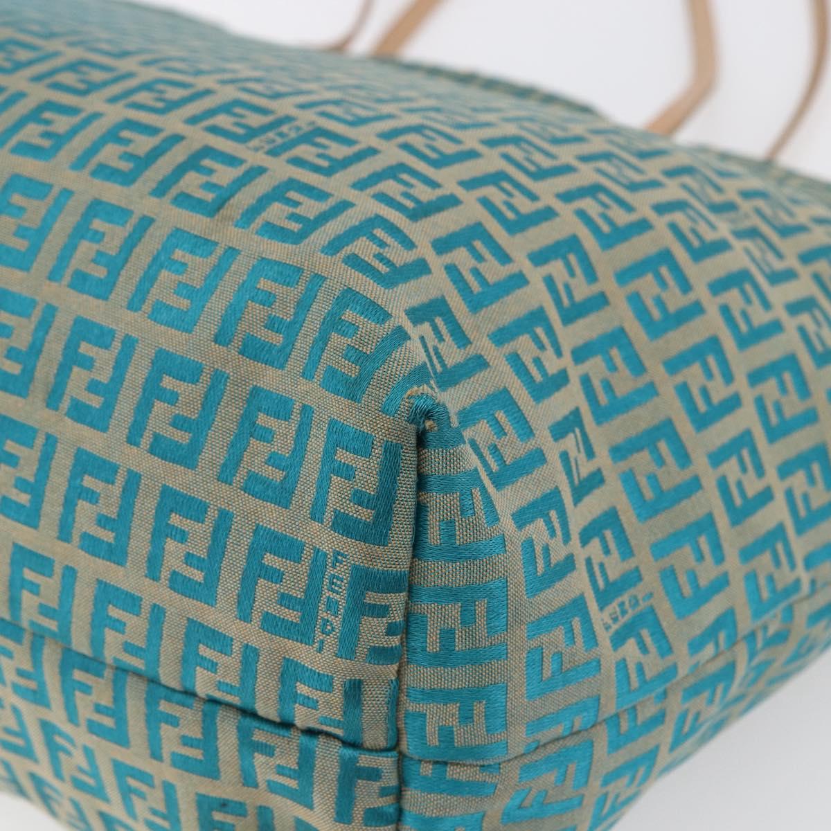 FENDI Zucchino Canvas Mamma Baguette Tote Bag Green Auth 150817
