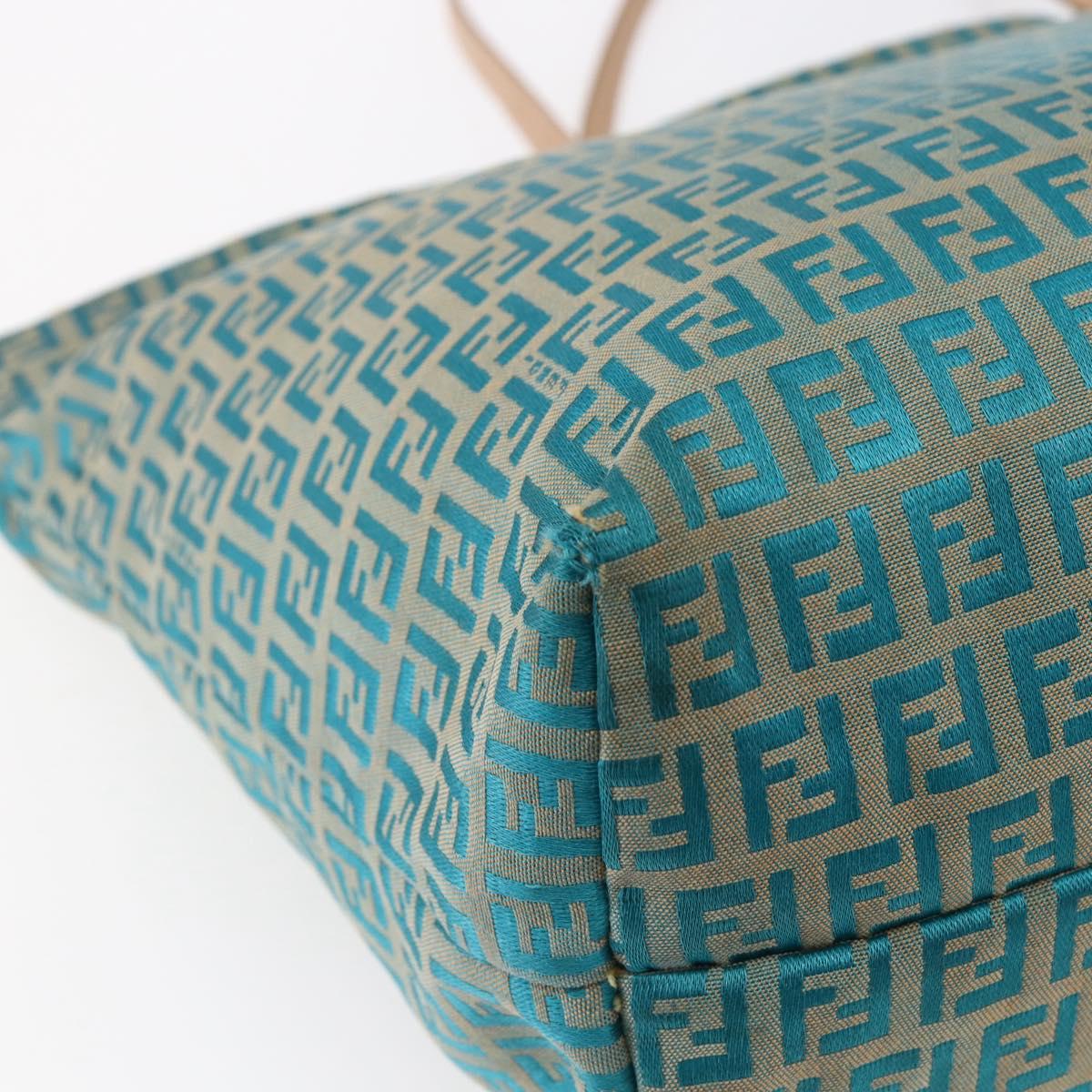 FENDI Zucchino Canvas Mamma Baguette Tote Bag Green Auth 150817