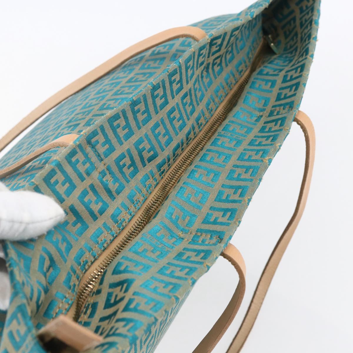 FENDI Zucchino Canvas Mamma Baguette Tote Bag Green Auth 150817