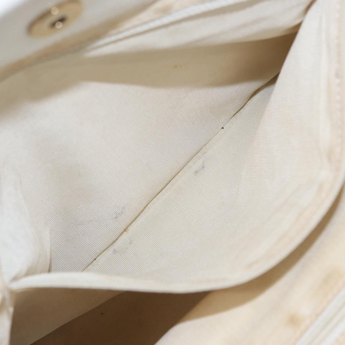 CHANEL COCO Mark Hand Bag Caviar Skin White Gold CC Auth 150819