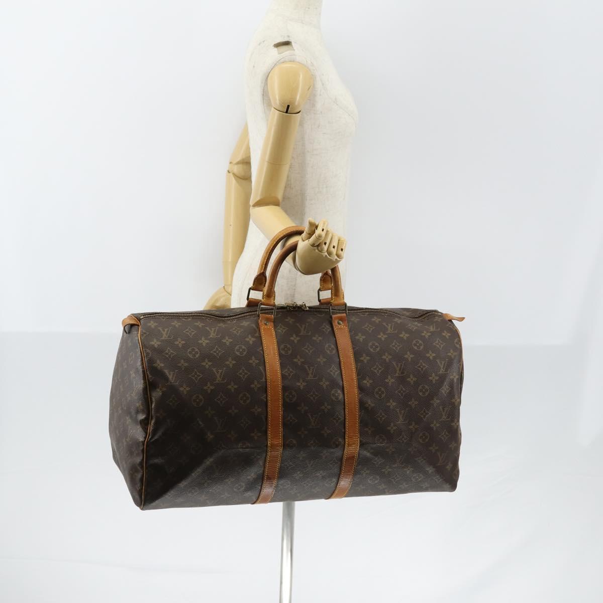 LOUIS VUITTON Monogram Keepall 55 Boston Bag M41424 LV Auth 150835