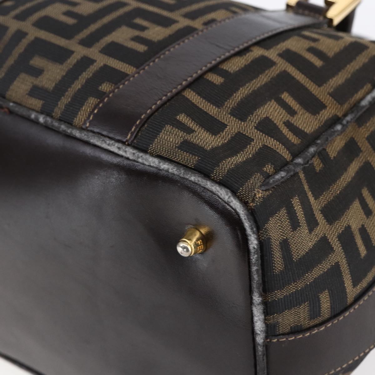 FENDI Zucca Canvas Hand Bag 2way Black Brown Auth 150838
