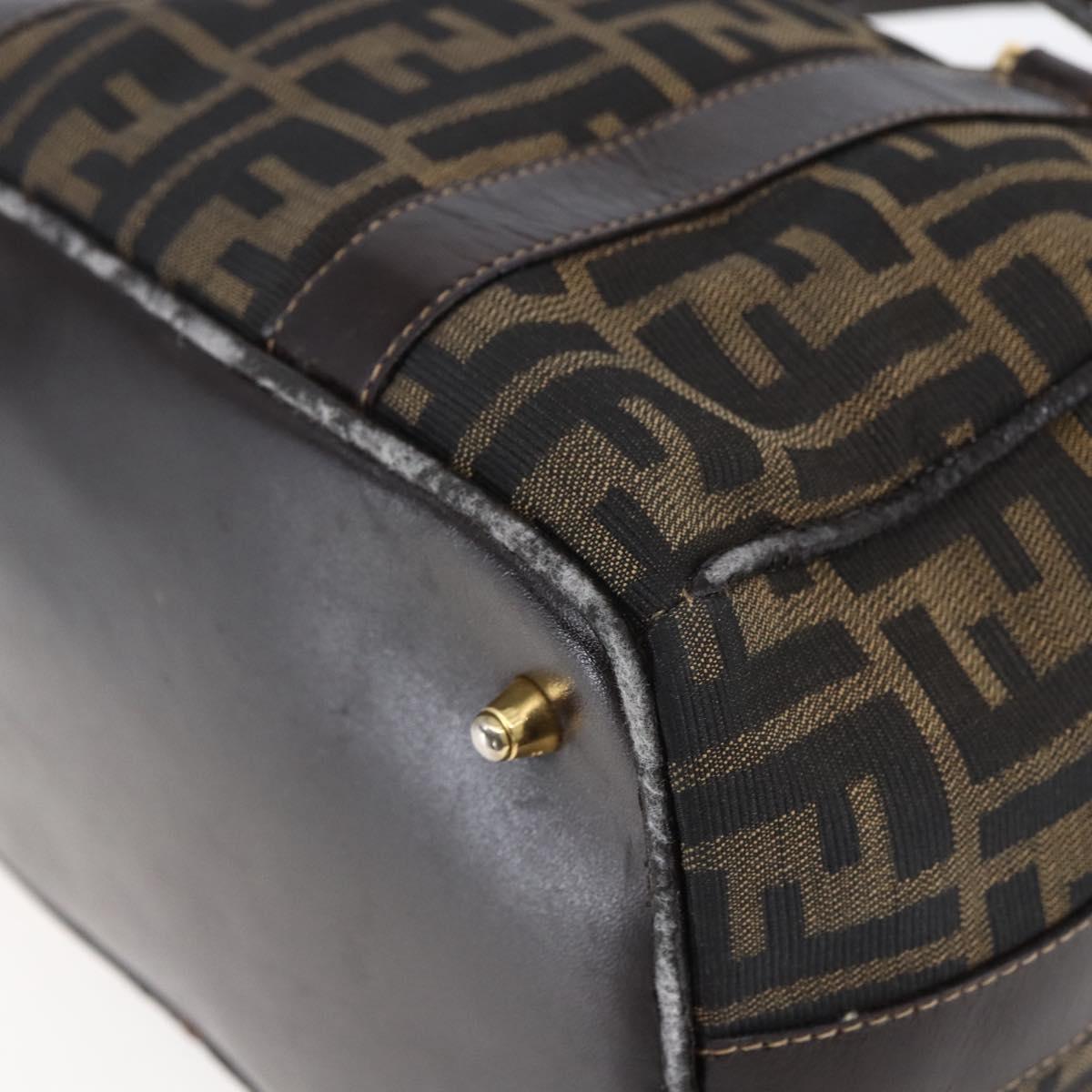 FENDI Zucca Canvas Hand Bag 2way Black Brown Auth 150838