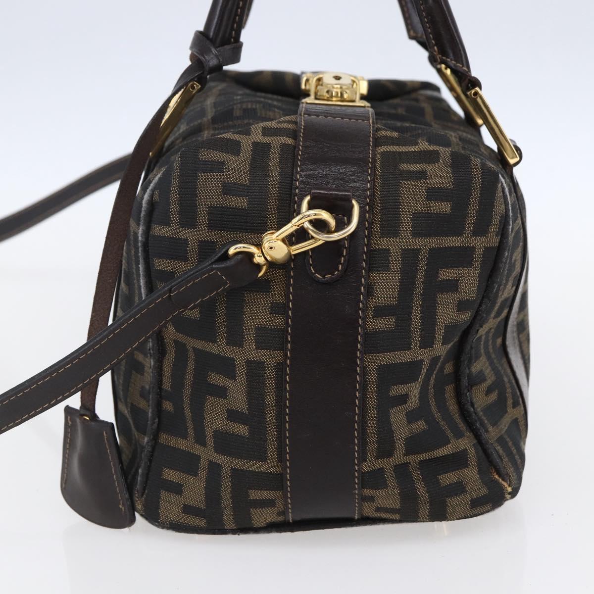 FENDI Zucca Canvas Hand Bag 2way Black Brown Auth 150838