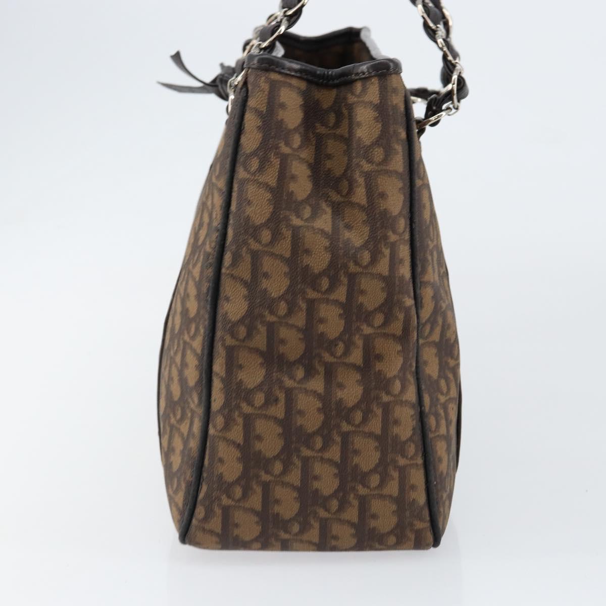 Christian Dior Trotter Canvas Chain Tote Bag PVC Romantic Navy Gold Auth 150839