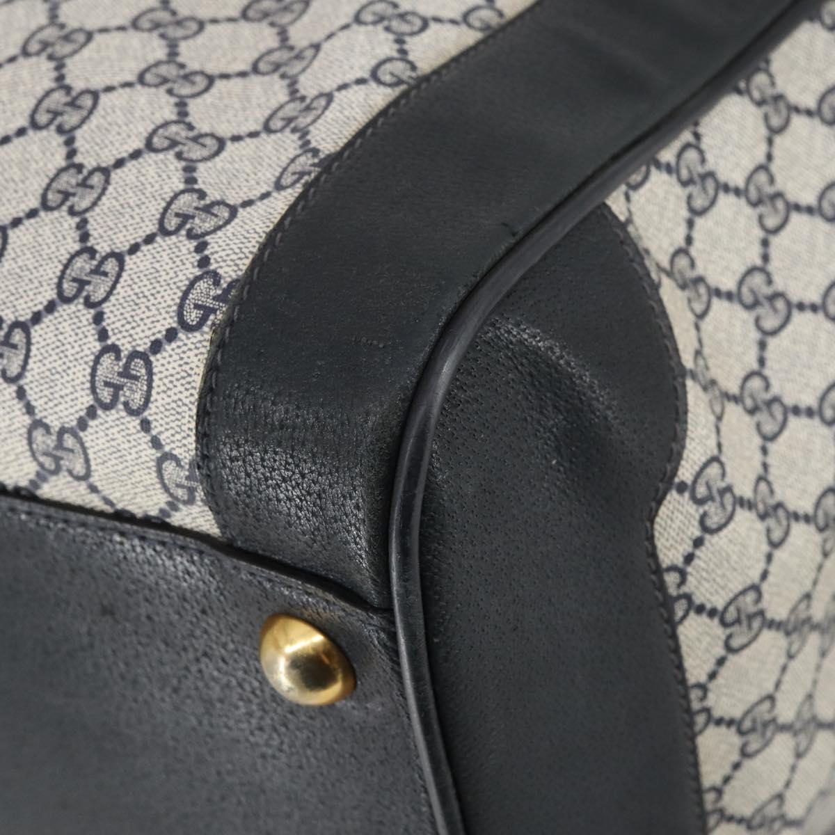 GUCCI GG Supreme Sherry Line Boston Bag PVC Navy Gold Auth 150841