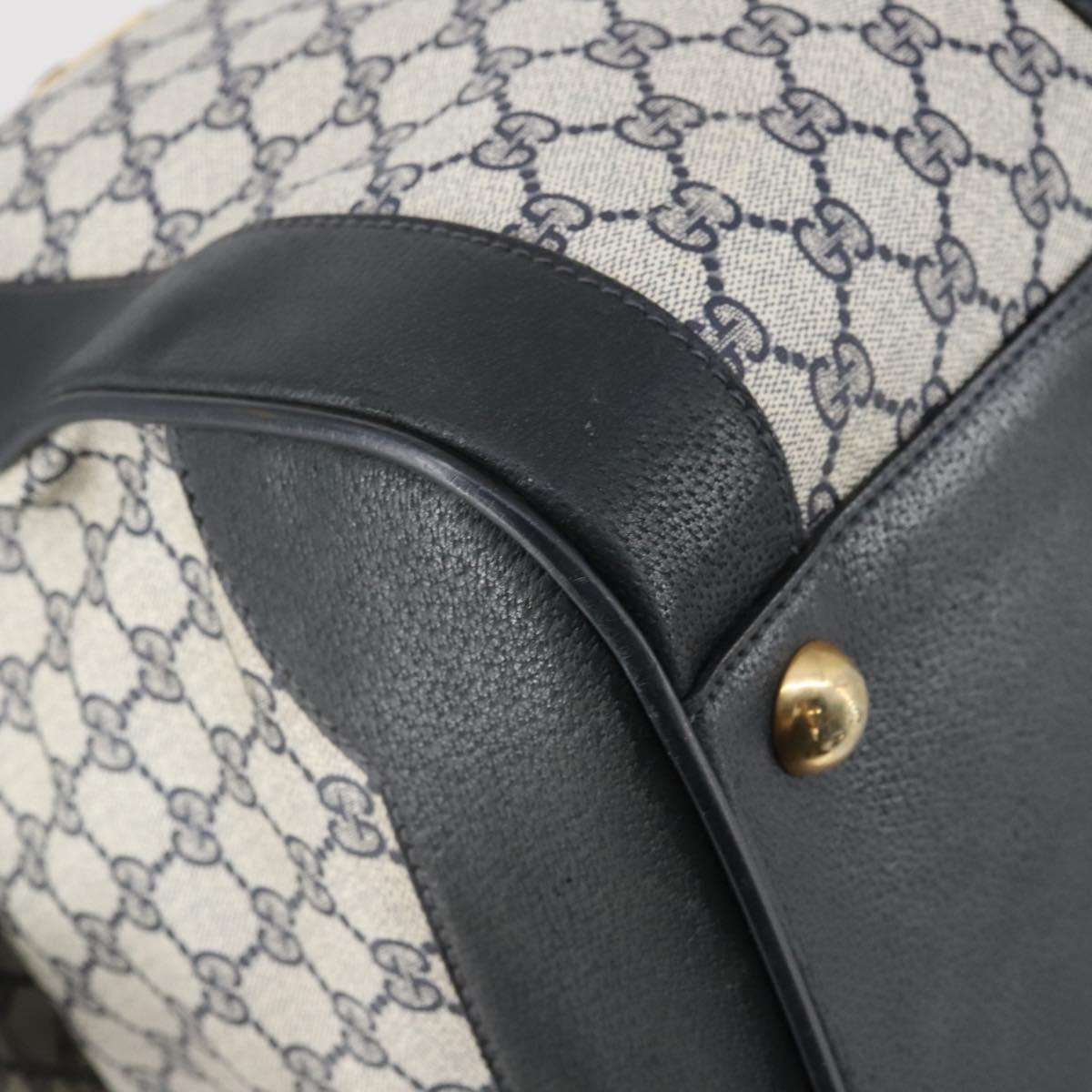 GUCCI GG Supreme Sherry Line Boston Bag PVC Navy Gold Auth 150841