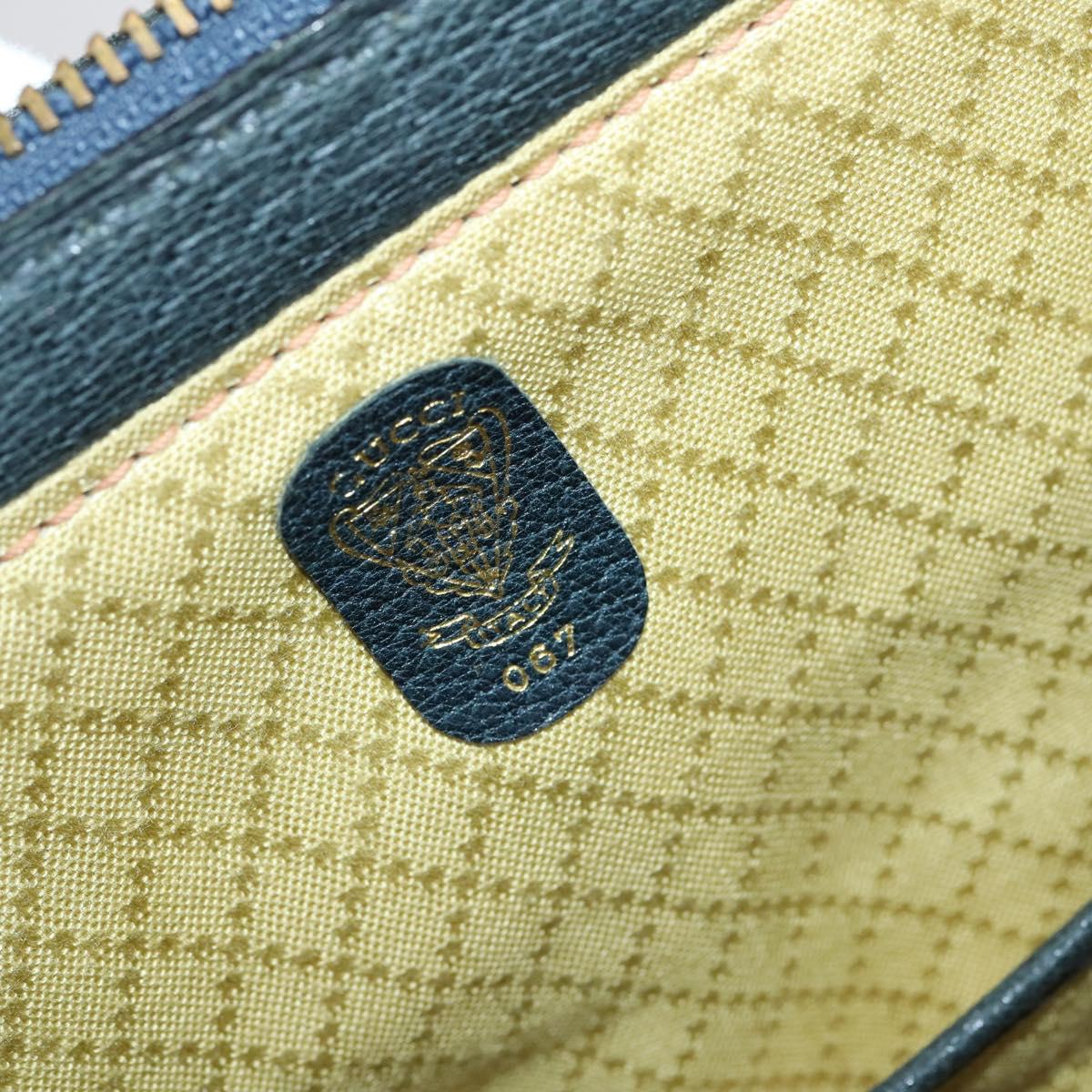 GUCCI GG Supreme Sherry Line Boston Bag PVC Navy Gold Auth 150841