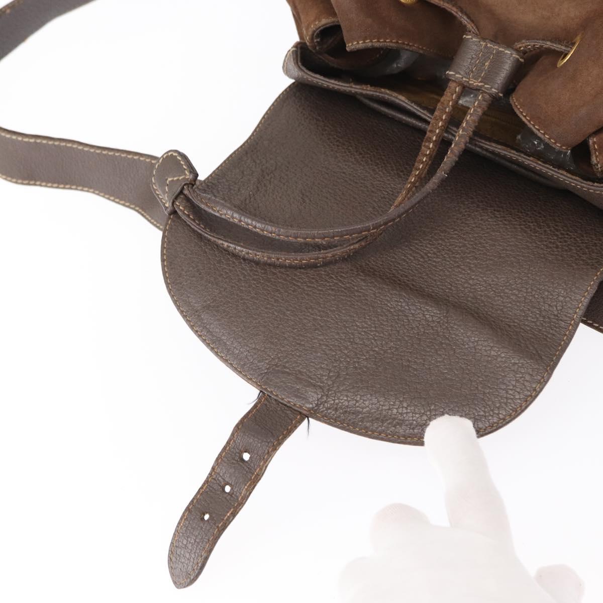 GUCCI Bamboo Backpack Suede Brown Gold 003 58 0016 Auth 150842