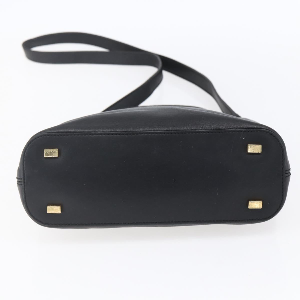 CELINE Hand Bag Leather 2way Black Gold Auth 150847