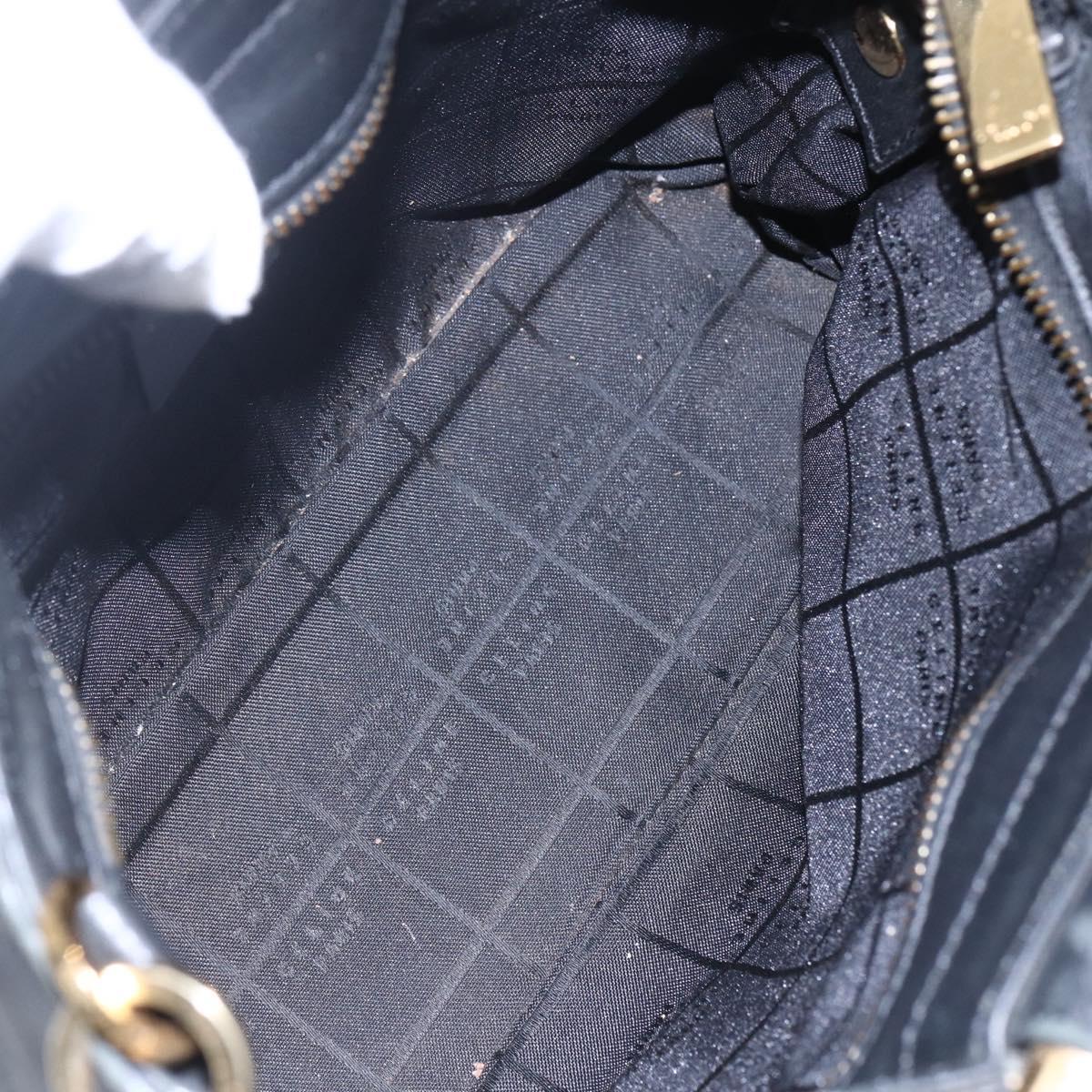 CELINE Hand Bag Leather 2way Black Gold Auth 150847