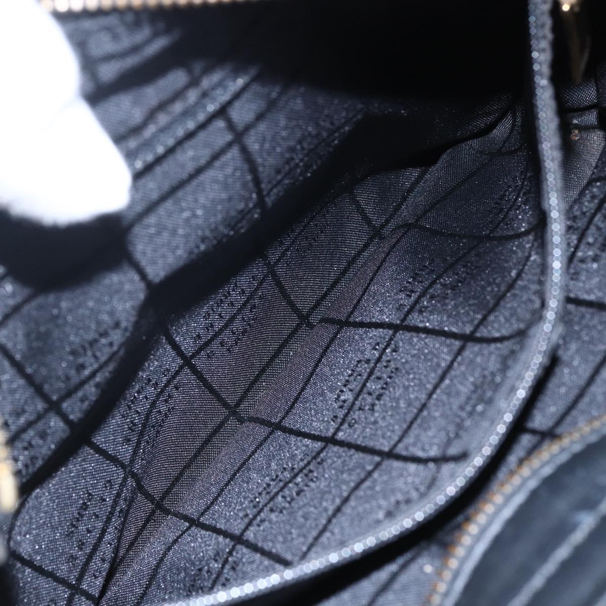 CELINE Hand Bag Leather 2way Black Gold Auth 150847