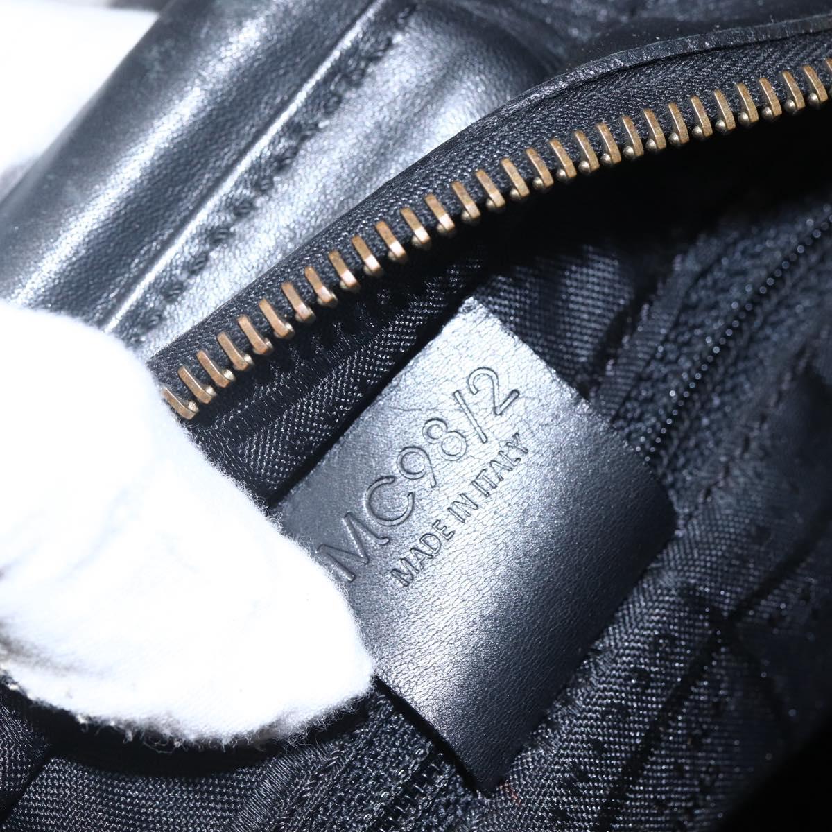 CELINE Hand Bag Leather 2way Black Gold Auth 150847