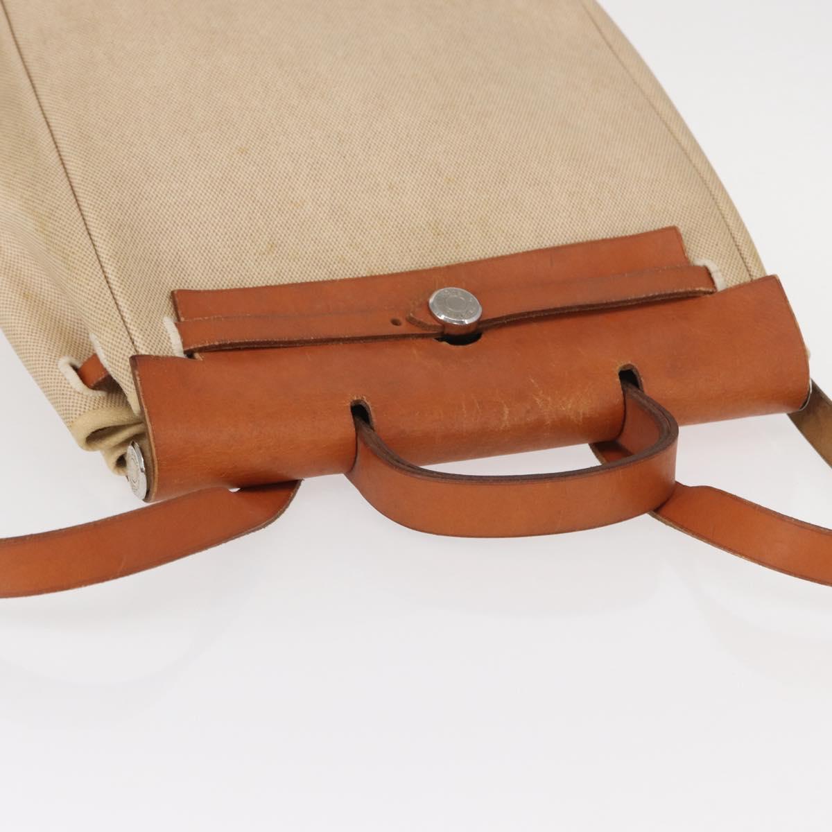 HERMES Herbag Tower Ash A Dos PM Backpack Canvas Beige Silver Auth 150848