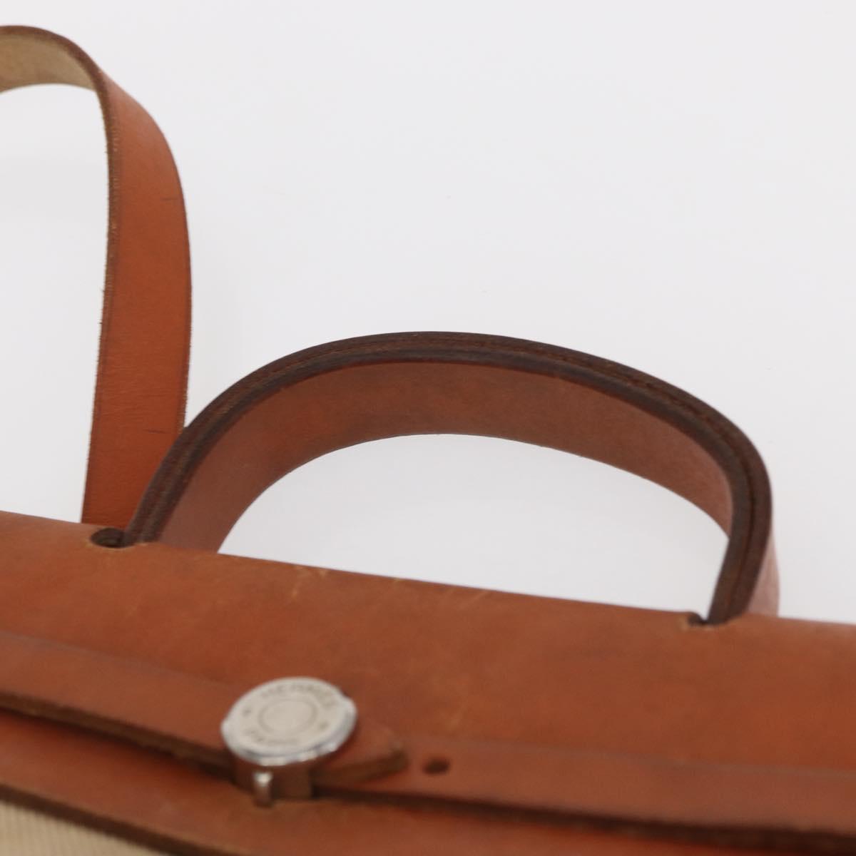 HERMES Herbag Tower Ash A Dos PM Backpack Canvas Beige Silver Auth 150848