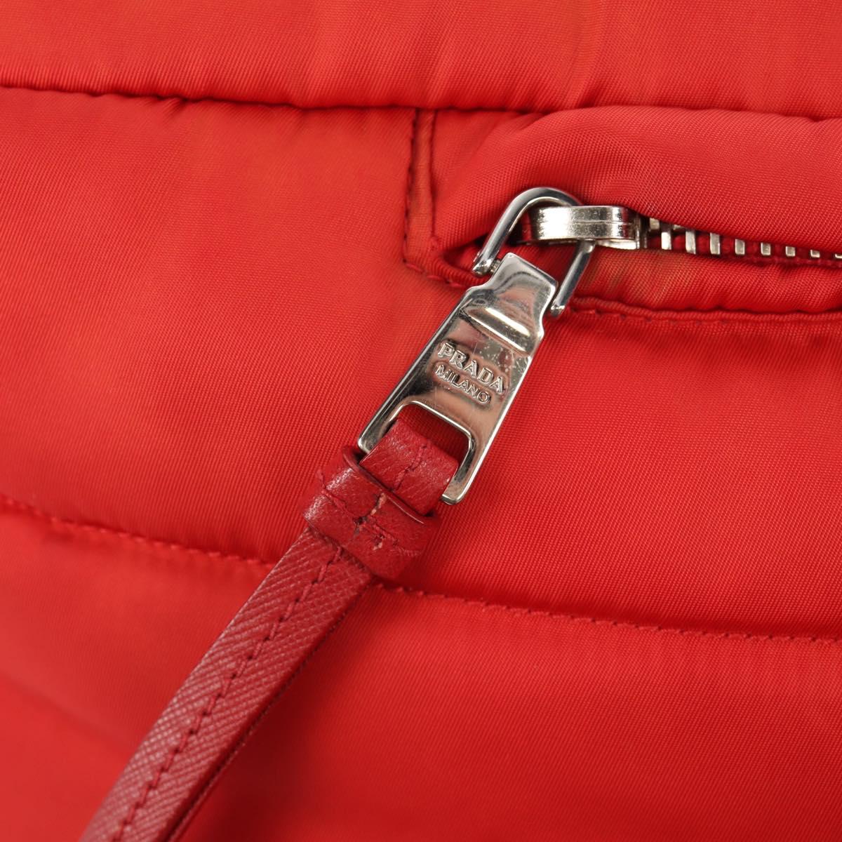 PRADA Hand Bag Nylon 2way Red Silver Auth 150850