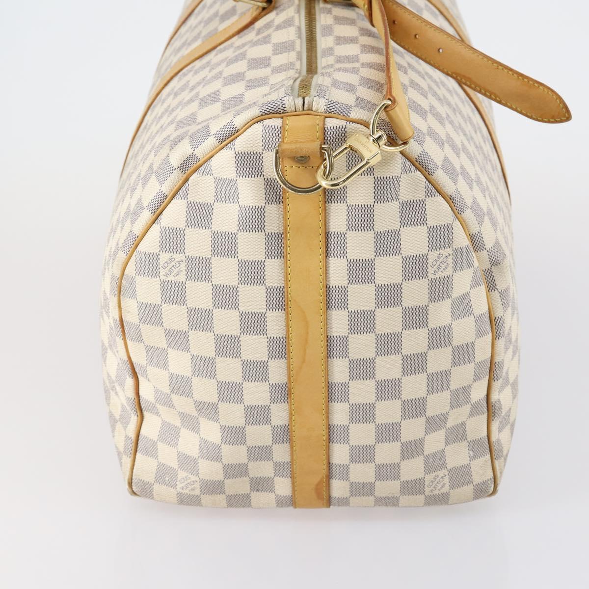 LOUIS VUITTON Damier Azur Keepall Bandouliere 55 Boston Bag N41429 Auth 150852