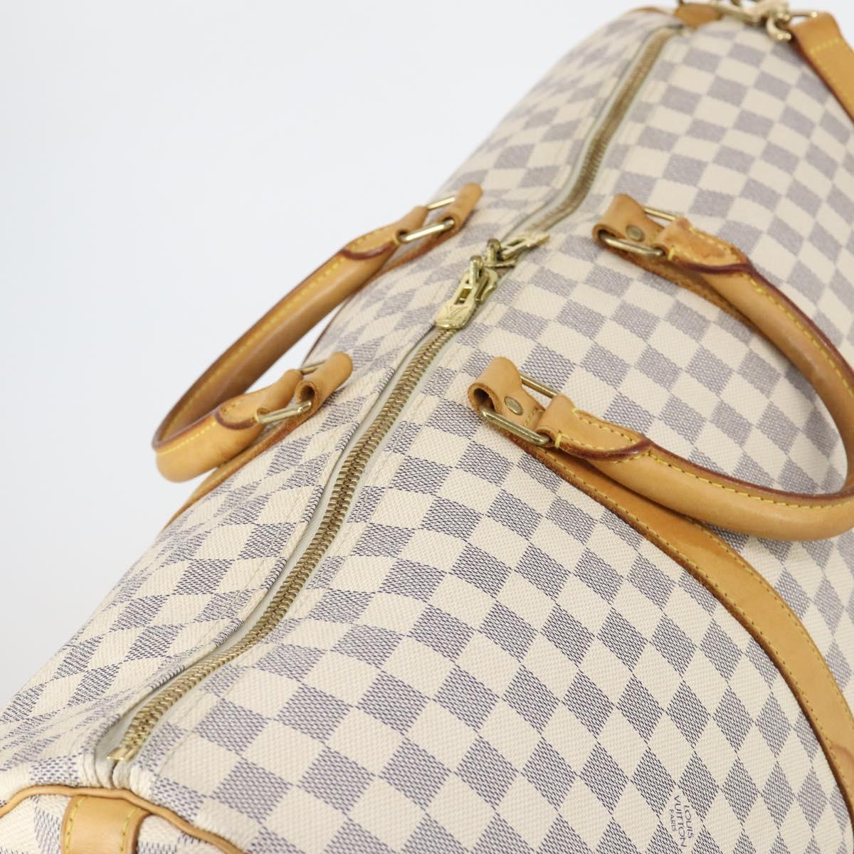 LOUIS VUITTON Damier Azur Keepall Bandouliere 55 Boston Bag N41429 Auth 150852