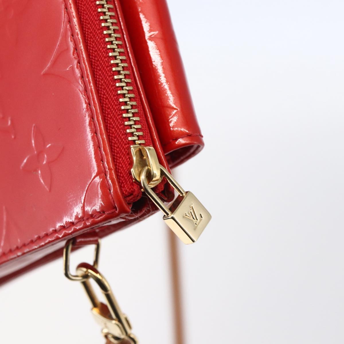 LOUIS VUITTON Monogram Vernis Motto Accessory Pouch Red M91137 LV Auth 150865