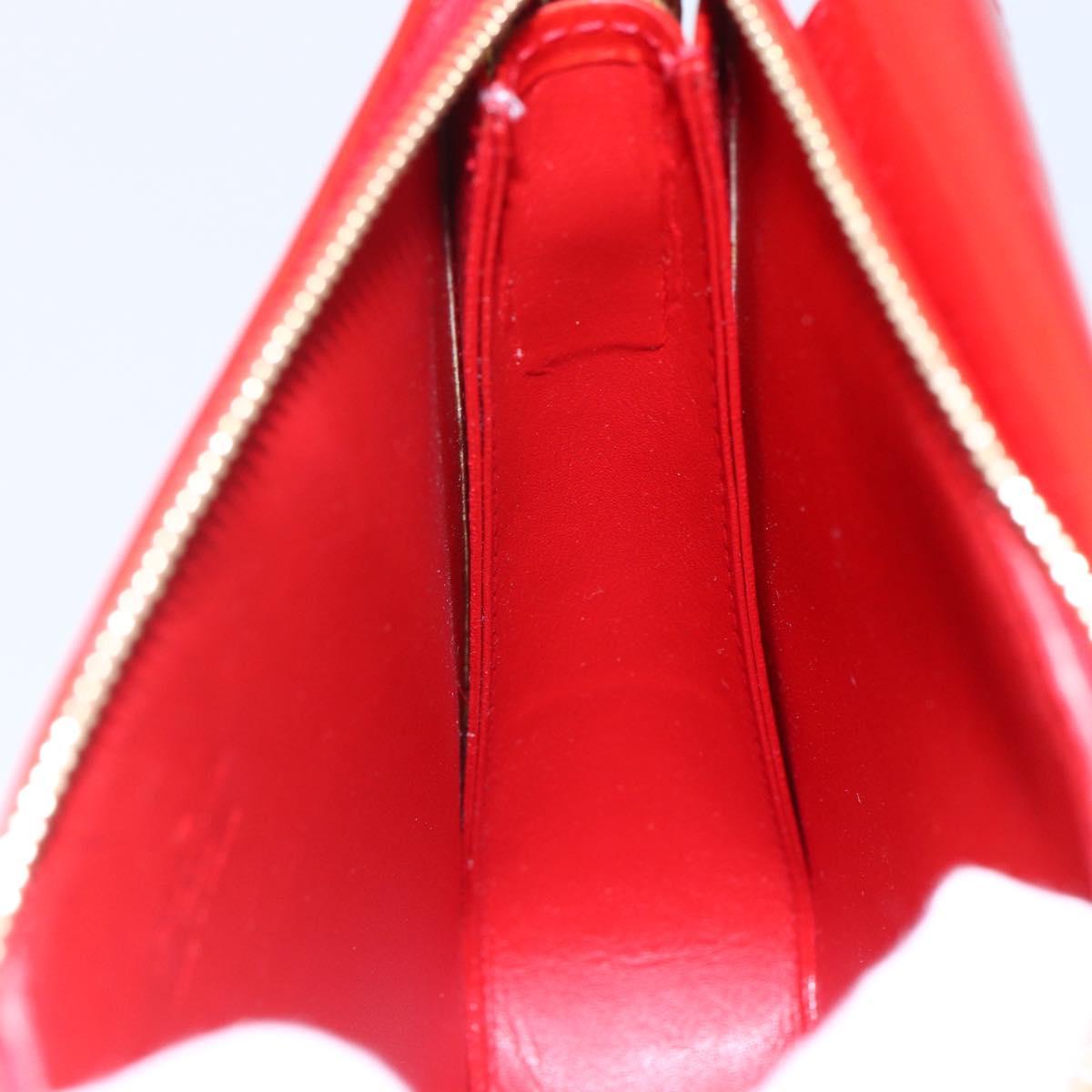 LOUIS VUITTON Monogram Vernis Motto Accessory Pouch Red M91137 LV Auth 150865